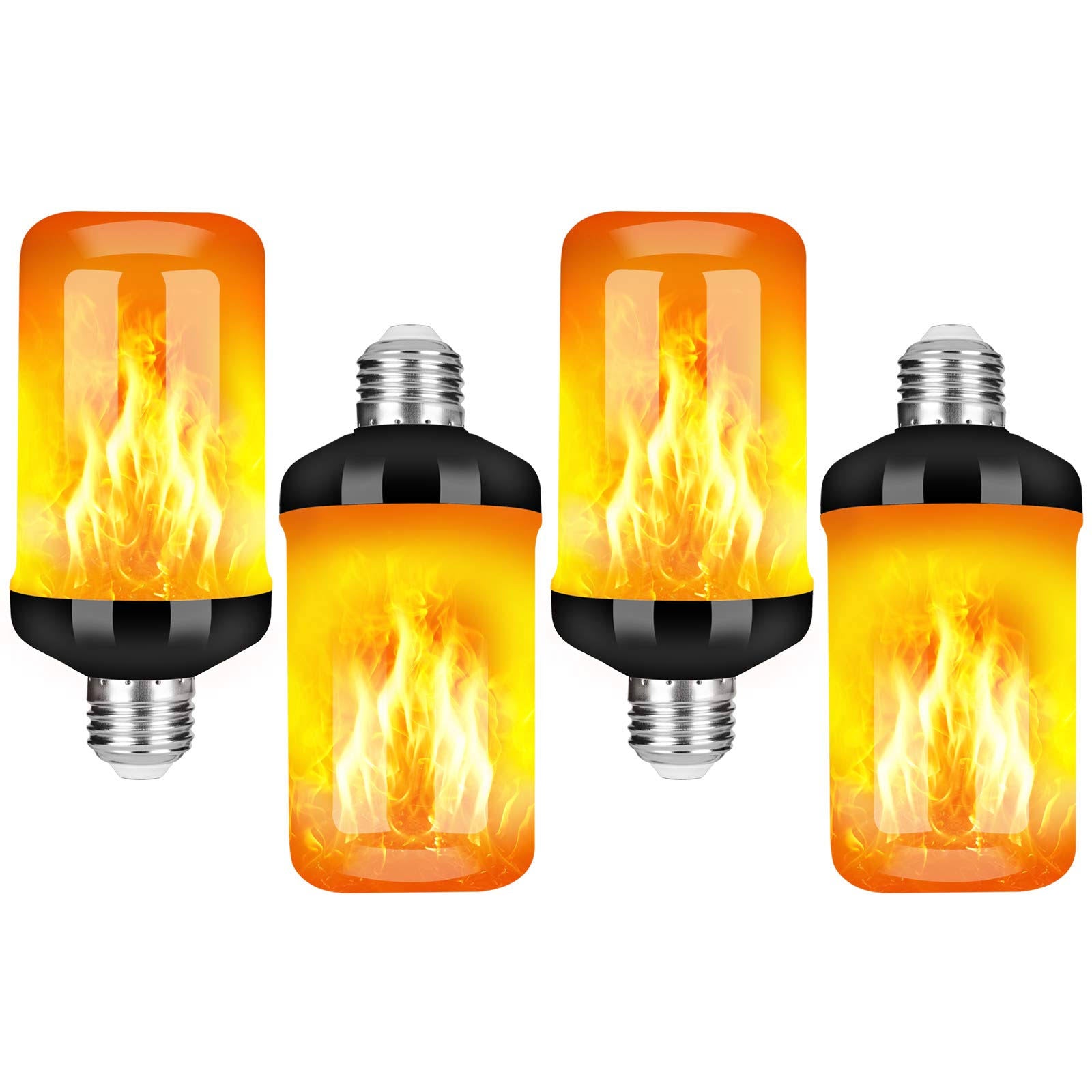 Y- Stop LED Flame Light Bulbs, 4 Modes Flickering Light Bulb with Upside Down Effect, E26 Base Fire Bulb for Halloween, Christmas Decorations, Party