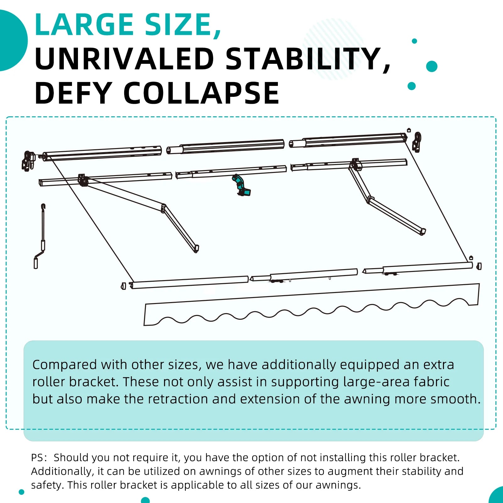 AECOJOY 16'x10' Manual Retractable Awning Sun Shade, Patio Awning Canopy